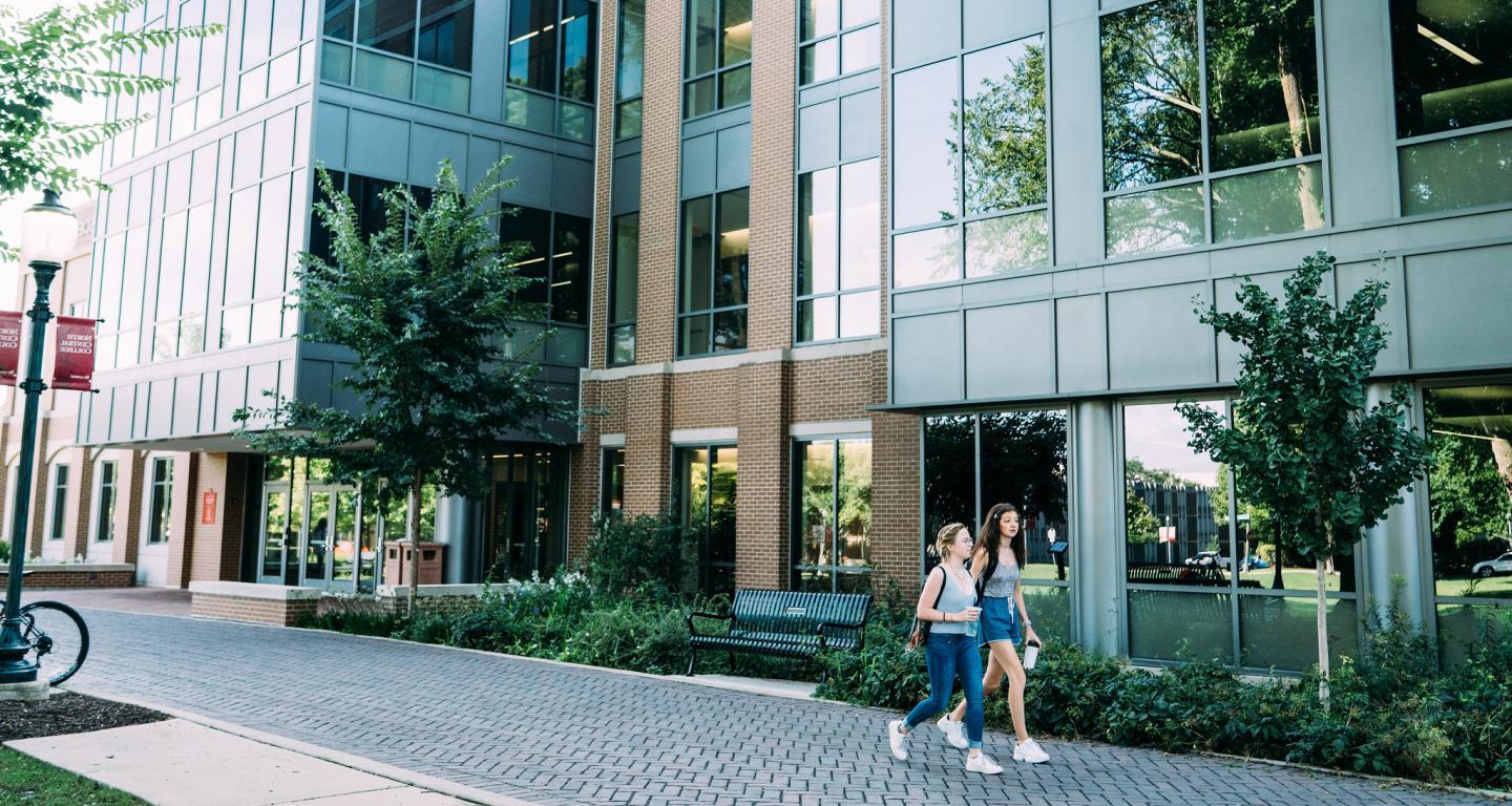 students walking around north central college campus